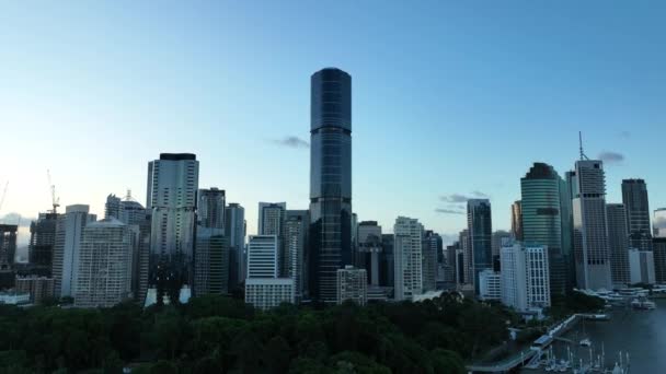 Luchtbeelden Van Brisbane Cbd Van Boven Botanische Tuinen Brisbane River — Stockvideo