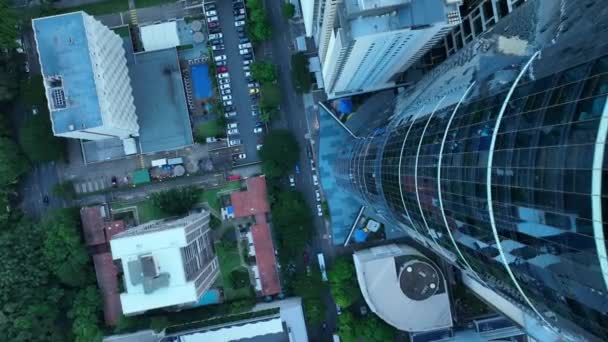 Luchtbeelden Van Brisbane Cbd Tijdens Avondzon Heldere Skies Met Zonnevlammen — Stockvideo