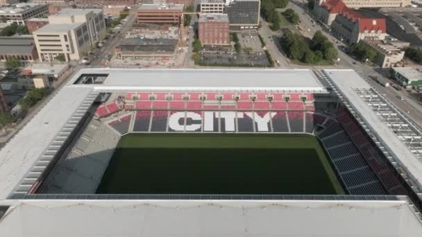 Area Udara Atas Stadion Sepak Bola Baru Yang Sedang Dibangun — Stok Video