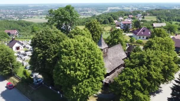 Martin Hill Tarnw Polsko Místo Martina Biskup Dřevěný Kostel Hřbitov — Stock video