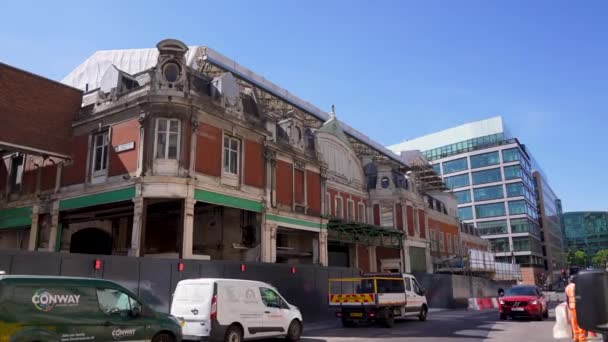 Farringdon Londýn Srpen 2022 Smithfield Market Prochází Rekonstrukcí — Stock video
