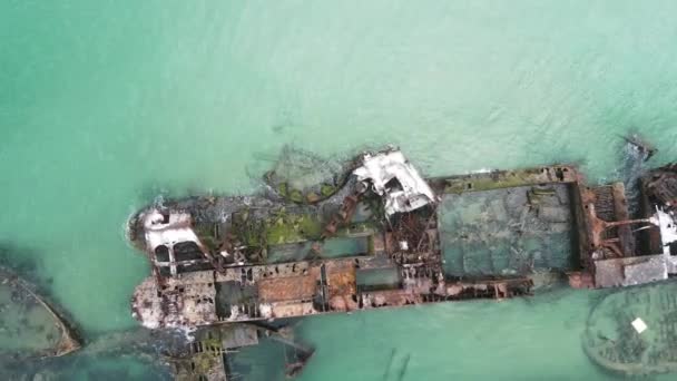 Roest Schip Gesloopt Een Wereldberoemde Snorkelen Duiken Site Voorzien Van — Stockvideo