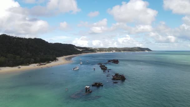 Artificial Reef Using Cluster Scuttled Ships Provide Safe Anchorage Spot — Stock Video