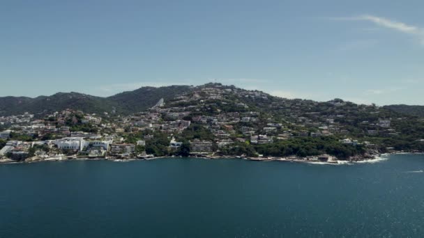 Linha Costeira Exótica Tropical Popular México Vacation Spot Acapulco Aerial — Vídeo de Stock