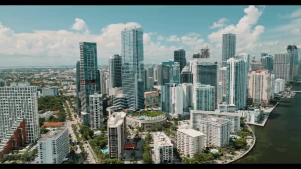 Centro Miami Costa Brickell Drone Aéreo Vídeo — Vídeo de Stock