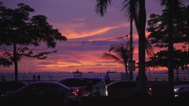Sunset Teluk Manila Jam Emas Pasay Metro Manila — Stok Video