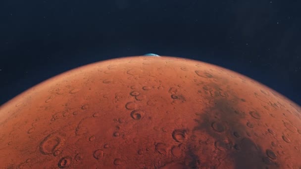 Planeta Tierra Surgiendo Desde Atrás Marte Planeta Rojo — Vídeos de Stock