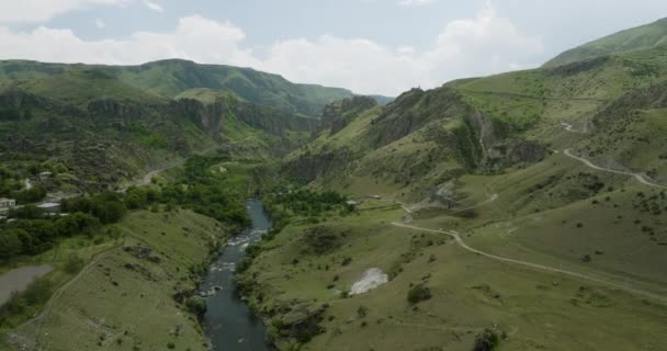 Mtkvari Nehri Gürcistan Daki Tmogvi Boğazı Nın Havadan Görünümü — Stok video