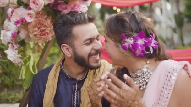 Gros Plan Mariée Indienne Romantique Mariée Jour Mariage — Video