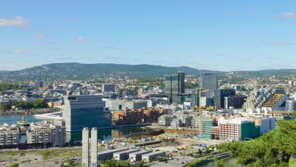 Vista Ciudad Oslo Desde Ekeberg Soleado Día Verano — Vídeos de Stock