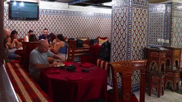 Timelapse Video Uit Marokko Casablanca Een Groep Mensen Ontbijten Een — Stockvideo