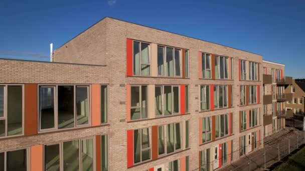 Colorful Exterior Facade Empty Apartments Seen Windows Dutch Engineering Real — Stock Video