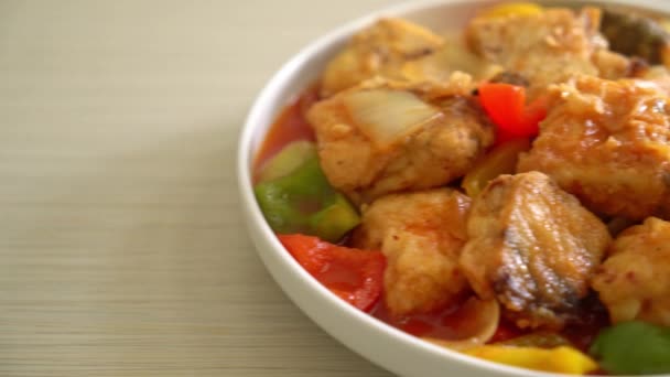 Fish Stew Tomato Pepper Plate — Stok video