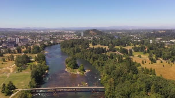 Flygfoto Över Willamette River Eugene Oregon Usa — Stockvideo