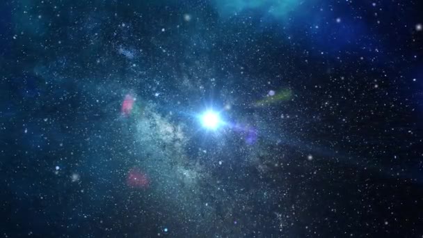 Vista Una Stella Luminosa Che Galleggia Nell Universo — Video Stock