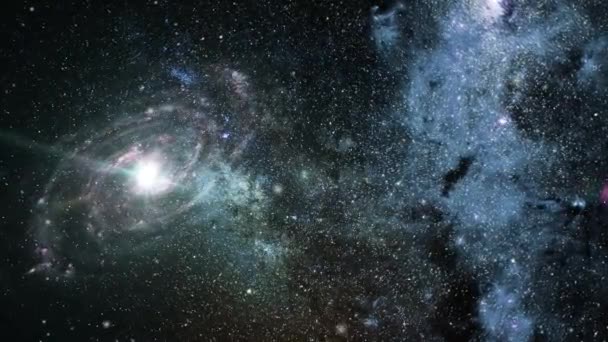 Nebulosa Con Galassia Avvicinamento Nell Universo Oscuro — Video Stock