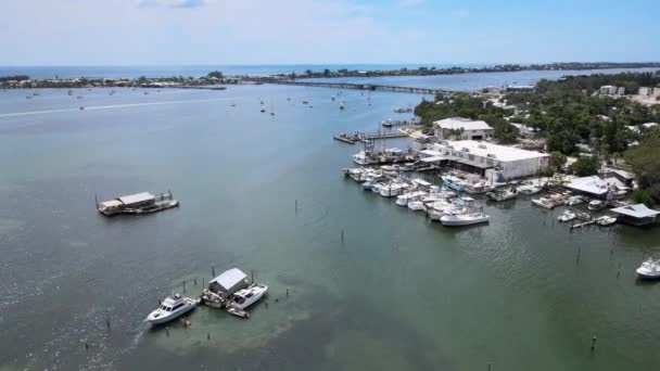 Uma Antena Voando Sobre Baía Sarasota Indo Para Norte Direção — Vídeo de Stock