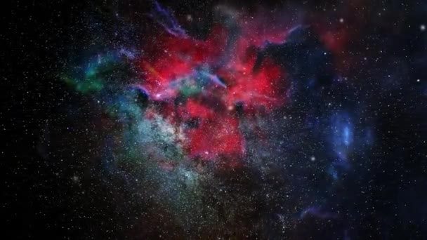 Nebelwolken Bilden Sich Mit Anderen Nebeln Dunklen Universum — Stockvideo