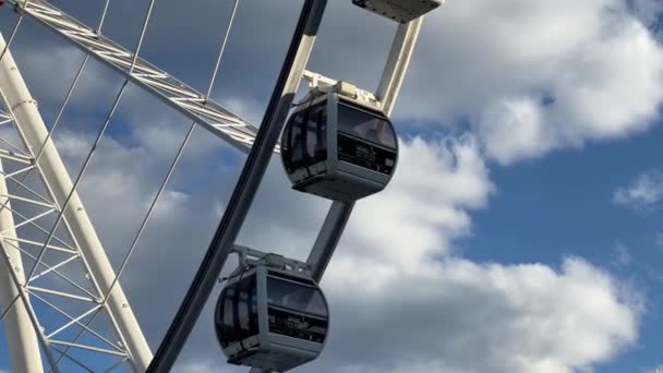 Zblízka Pohled Úrodu Kanálu Sedm Kol Brisbane Gondola Rotující Proti — Stock video