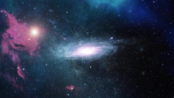 Galassie Spirale Muovono Galleggiano Nell Universo — Video Stock