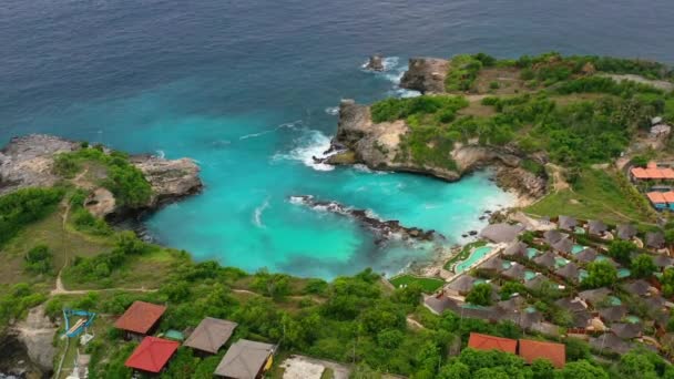 Extreem Turkoois Tropisch Water Bij Blue Lagoon Nusa Ceningan Island — Stockvideo