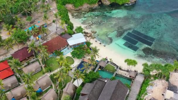 Čistý Bílý Písek Secret Point Beach Nusa Ceningan Bali Slunečného — Stock video