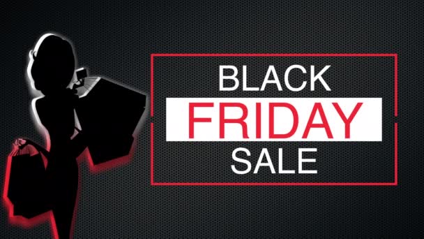 Shopping Leady Land Red Doted Black Friday Sales Animation — Stock Video