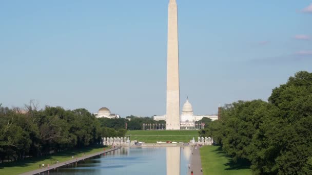 ワシントンDcのランドマーク ワシントン記念碑からプールを反映させる — ストック動画