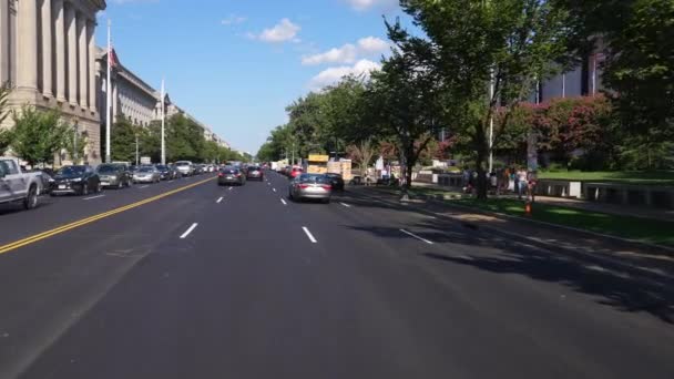 Washington National Mall Widok Poziomie Ulicy Jadącego Pojazdu — Wideo stockowe