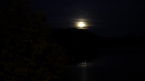Bright Moon Rising Hills Norway — Stock Video