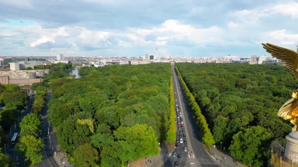 Strae Des Juni Cancello Brandeburgo Grande Volo Vista Aerea Molto — Video Stock