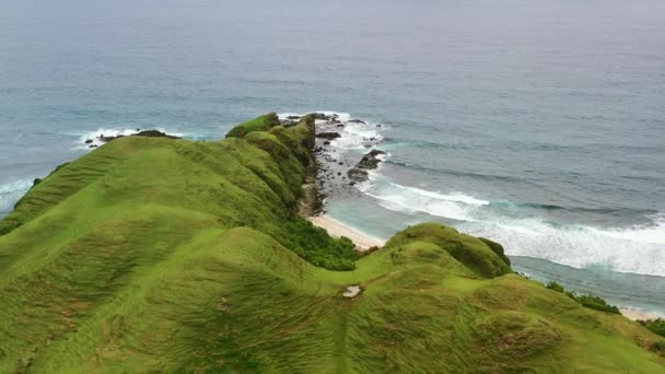 Krásné Zvlněné Zelené Horské Náhorní Pobřeží Bukit Merese Lombok Vzdušné — Stock video