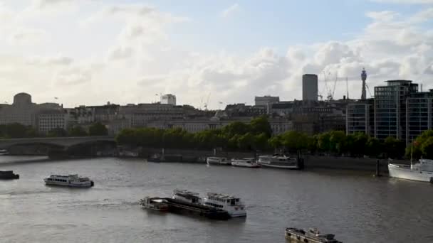 Patrząc Dół Kierunku Tamizy Waterloo Bridge — Wideo stockowe