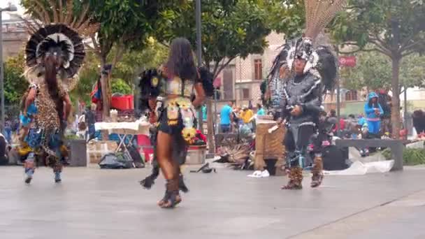 Traditioneller Schamanischer Tanz Mexikanischer Kaziken Central Park Latin Percussion Rhythm — Stockvideo