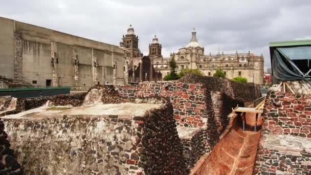 Forntida Aztekisk Civilisation Stora Templet Templo Borgmästare Mexico City Historisk — Stockvideo