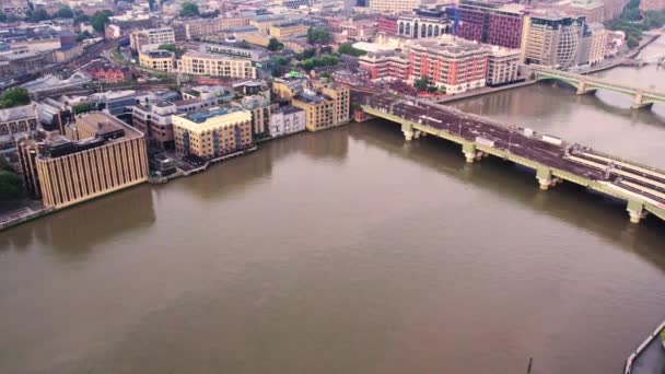 Cannon Street Railway Bridge Drone Vista Aerea Uccello Londra Giorno — Video Stock