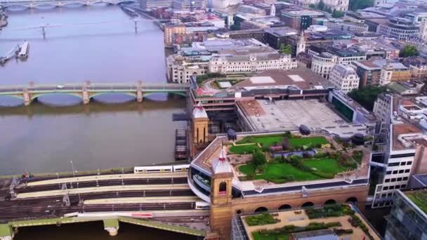 Cannon Street Railway Bridge Station Roof Garden Twin Towers Next — Video