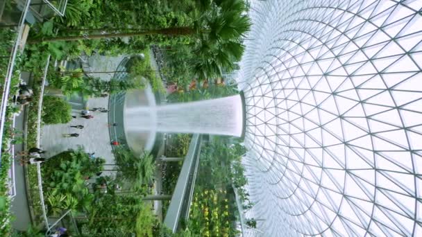 Nature Themed Jewel Changi Airport Retail Entertainment Complex Fenced Connected — Stock Video