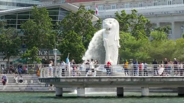 Singapore Icoon Merlion Een Mythisch Wezen Met Het Hoofd Van — Stockvideo