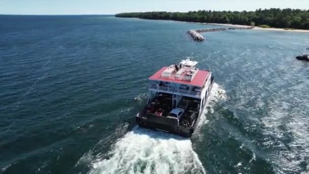 Washington Island Car Ferry Zbliża Się Molo Northport Stanie Wisconsin — Wideo stockowe