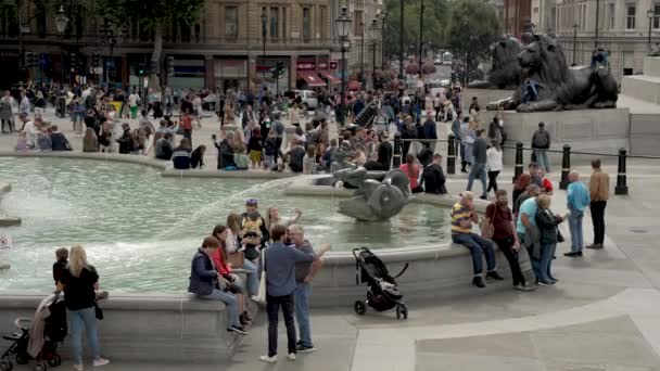 Langsom Bevægelse Klip Trafalgar Quare Det Centrale London Fyldt Med – Stock-video