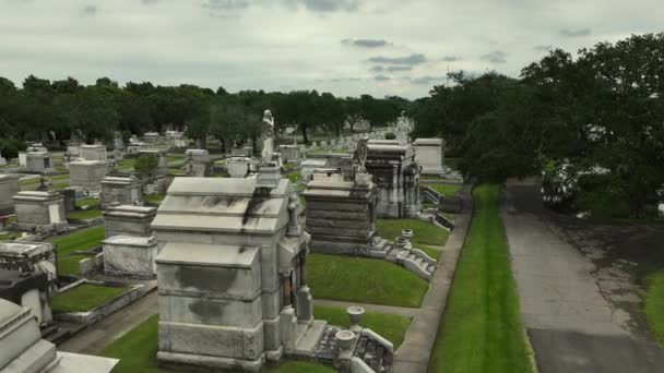 Letecký Pohled Památky Náhrobní Kameny Starém Hřbitově Metairie New Orleans — Stock video