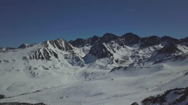 Uitzicht Vanuit Lucht Grandvalira Bergtoppen Met Skipistes — Stockvideo