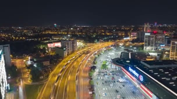 Autos Die Nachts Über Die Autobahn Und Straßen Bukarest Rumänien — Stockvideo