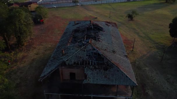 Аэросъемка Бывшего Казино Рекой Парагвай Заднем Плане Сан Антонио Парагвай — стоковое видео