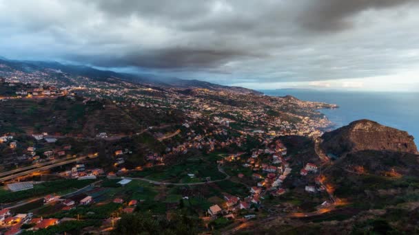 Tag Nacht Zeitraffer Von Funchal Madeira — Stockvideo