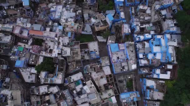 Неймовірна Повітряна Вершина Вниз Вид Синє Місто Джодхпур Індія — стокове відео