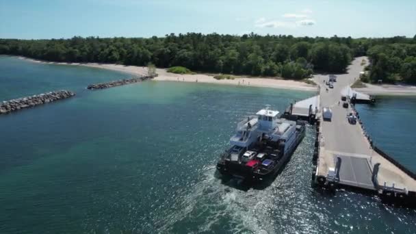 Washington Island Car Ferry Nadert Pier Northport Wisconsin Gelegen Aan — Stockvideo