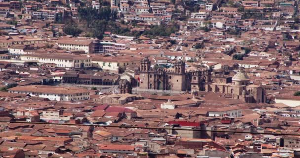 Main Square Plaza Cusco Air View Cityscape — стокове відео