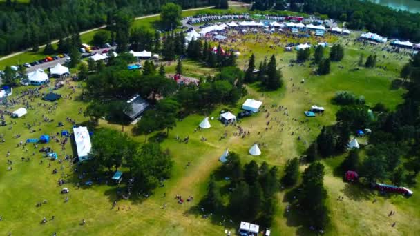 Edmonton Heritage Days Aerial Flyover Mid Way Hawrelak Park Kde — Stock video